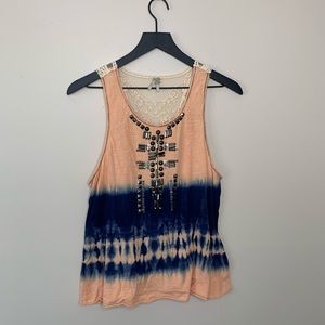 BKE studded blouse with lace back